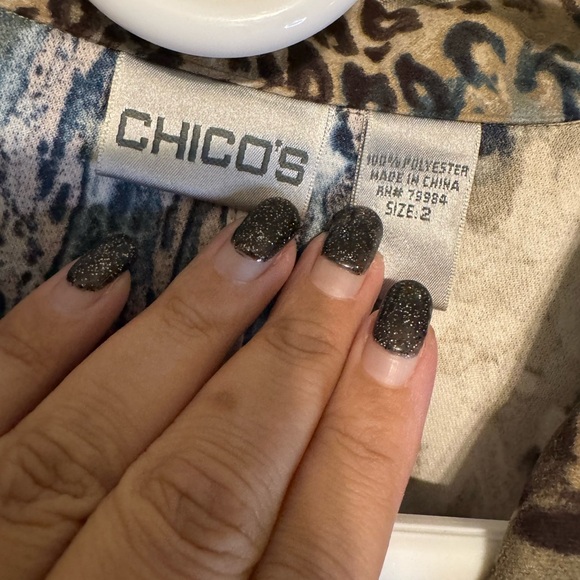 Chico's Size 2 Animal Print Lightweight Jacket with Belt - Picture 5 of 8